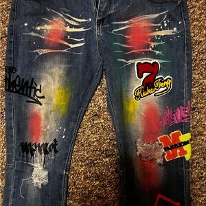 Men's Stylish Graffiti Skinny Jeans